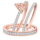 Photo of Fawn 1 7/8 CT. T.W. Morganite and Diamond Trio Matching Wedding Ring Set 14K Rose Gold [BT5048R-C000]