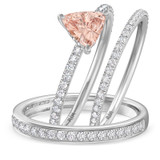 Photo of Fawn 1 7/8 Carat T.W. Morganite and Diamond Trio Matching Wedding Ring Set 14K White Gold [BT5048W-C000]