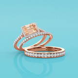 Photo of Madden 3 1/3 CT. T.W. Morganite and Diamond Trio Matching Wedding Ring Set 14K Rose Gold [BT5049R-C000]