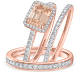 Photo of Madden 3 1/3 CT. T.W. Morganite and Diamond Trio Matching Wedding Ring Set 14K Rose Gold [BT5049R-C000]