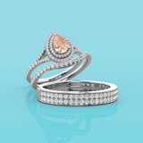 Photo of Chiffon 2 3/4 CT. T.W. Morganite and Diamond Trio Matching Wedding Ring Set 14K White Gold [BT5047W-C000]