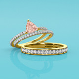 Photo of Fawn 1 7/8 CT. T.W. Morganite and Diamond Trio Matching Wedding Ring Set 14K Yellow Gold [BT5048Y-C000]