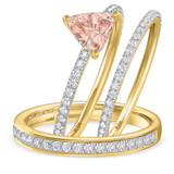 Photo of Fawn 1 7/8 CT. T.W. Morganite and Diamond Trio Matching Wedding Ring Set 14K Yellow Gold [BT5048Y-C000]