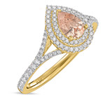 Photo of Chiffon 2 3/4 Carat T.W. Morganite and Diamond Trio Matching Wedding Ring Set 14K Yellow Gold [BT5047YE-C000]