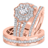Photo of Briella 3 1/4 ct tw. Lab Grown Diamond Round Solitaire Trio Set 14K Rose Gold [BT5901R-L070]
