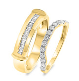 Photo of Mira 3/4 ct tw. Diamond Wedding Band Set 14K Yellow Gold [WB409Y]
