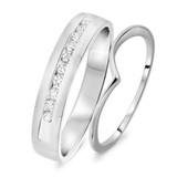 Photo of Serenity 1/4 ct tw. Diamond Wedding Band Set 10K White Gold [WB566W]
