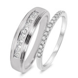Photo of Florance 1/3 ct tw. Diamond Wedding Band Set 10K White Gold [WB910W]