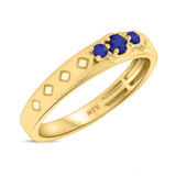 Photo of Azaleia 1/4 Carat T.W. Sapphire and Diamond Mens Wedding Band 10K Yellow Gold [BT876YM]