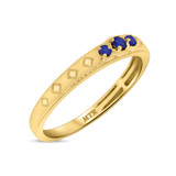 Photo of Azaleia 1/3 CT. T.W. Sapphire and Diamond Matching Wedding Band Set 10K Yellow Gold [BT876YL]