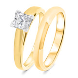 Photo of Jandi 1 ct tw. Lab Grown Diamond Princess Solitaire Bridal Set 10K Yellow Gold [BR1702Y-K095]