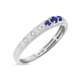 Photo of Azaleia 1/10 Carat T.W. Sapphire and Diamond Ladies Wedding Band 14K White Gold [BT876WL]