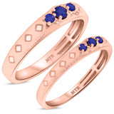 Photo of Azaleia 1/3 CT. T.W. Sapphire and Diamond Matching Wedding Band Set 14K Rose Gold [WB876R]