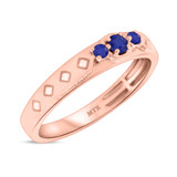 Photo of Azaleia 1/3 CT. T.W. Sapphire and Diamond Matching Wedding Band Set 14K Rose Gold [BT876RM]