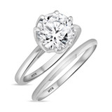 Photo of Allonia 3 ct tw. Lab Grown Diamond Round Solitaire Bridal Set 10K White Gold [BR1412W-L295]