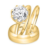 Photo of Allonia 3 ct tw. Lab Grown Round Solitaire Diamond Matching Trio Ring Set 10K Yellow Gold [BT1412Y-L295]