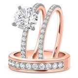 Photo of Keanu 3 ct tw. Lab Grown Round Solitaire Trio Set 14K Rose Gold [BT1410R-L195]