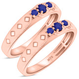 Photo of Azaleia 1/4 CT. T.W. Sapphire and Diamond Matching Wedding Band Set 10K Rose Gold [WM876R]