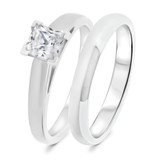 Photo of Jandi 1 ct tw. Lab Grown Diamond Princess Solitaire Bridal Set 10K White Gold [BR1702W-K095]