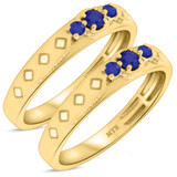 Photo of Azaleia 1/4 Carat T.W. Sapphire and Diamond Matching Wedding Band Set 10K Yellow Gold [WM876Y]