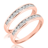 Photo of Arabella 3/4 ct tw. Diamond Same Sex Ladies Band Set 10K Rose Gold [WL532R]