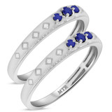 Photo of Azaleia 1/5 CT. T.W. Sapphire and Diamond Same Sex Ladies Band Set 10K White Gold [WL876W]
