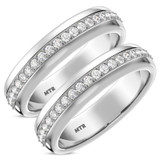 Photo of Melika 3/8 ct tw. Lab Grown Diamond Same Sex Mens Band Set 14K White Gold [WM1408W]