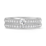 Photo of Clover 3/4 ct tw. Lab Grown Diamond Round Solitaire Bridal Set 14K White Gold [BR1635W-C000]