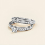 Photo of Clover 3/4 ct tw. Lab Grown Diamond Round Solitaire Bridal Set 14K White Gold [BR1635W-C000]