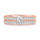 Photo of Clover 3/4 ct tw. Lab Grown Round Solitaire Bridal Set 14K Rose Gold [BR1635R-C000]