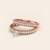 Photo of Clover 3/4 ct tw. Lab Grown Diamond Round Solitaire Bridal Set 14K Rose Gold [BR1635R-C000]