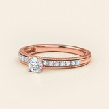 Photo of Clover 5/8 ct tw. Lab Grown Diamond Round Solitaire Engagement Ring 10K Rose Gold [BT1635RE-C000]