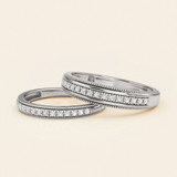 Photo of Clover 1/3 ct tw. Lab Grown Diamond Wedding Band Set 14K White Gold [WB1635W]