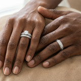 Photo of Clover 1 ct tw. Lab Grown Diamond Round Solitaire Trio Set 14K White Gold [BT1635W-C000]