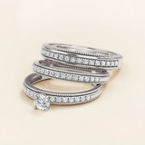 Photo of Clover 1 ct tw. Lab Grown Diamond Round Solitaire Trio Set 14K White Gold [BT1635W-C000]