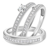 Photo of Clover 1 ct tw. Lab Grown Diamond Round Solitaire Trio Set 14K White Gold [BT1635W-C000]