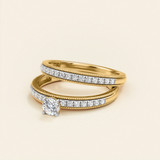 Photo of Clover 3/4 ct tw. Lab Grown Diamond Round Solitaire Bridal Set 10K Yellow Gold [BR1635Y-C000]
