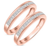 Photo of Clover 3/8 ct tw. Lab Grown Diamond Same Sex Mens Band Set 10K Rose Gold [WM1635R]