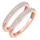Photo of Clover 1/3 ct tw. Lab Grown Diamond Same Sex Ladies Band Set 10K Rose Gold [WL1635R]