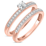 Photo of Clover 3/4 ct tw. Lab Grown Diamond Round Solitaire Bridal Set 10K Rose Gold [BR1635R-C000]