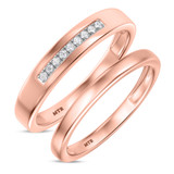 Photo of Elly 1/10 ct tw. Lab Grown Diamond Wedding Band Set 14K Rose Gold [WB1633R]