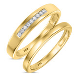 Photo of Elly 1/10 ct tw. Lab Grown Diamond Wedding Band Set 14K Yellow Gold [WB1633Y]