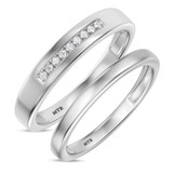 Photo of Elly 1/10 ct tw. Lab Grown Diamond His and Hers Matching Wedding Band Set 10K White Gold [WB1633W]