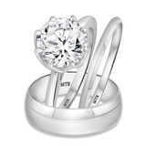 Photo of Allonia 3 ct tw. Lab Grown Diamond Round Solitaire Trio Set 10K White Gold [BT1412W-L295]