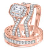 Photo of Georgie 2 ct tw. Lab Grown Diamond Emerald Solitaire Trio Set 10K Rose Gold [BT1679R-N045]