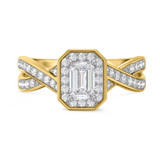Photo of Georgie 1 2/3 ct tw. Lab Grown Diamond Emerald Solitaire Bridal Set 14K Yellow Gold [BT1679YE-N045]