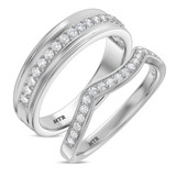 Photo of Georgie 1/2 ct tw. Lab Grown Diamond Wedding Band Set 14K White Gold [WB1679W]