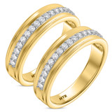 Photo of Georgie 3/4 ct tw. Lab Grown Diamond Same Sex Mens Band Set 14K Yellow Gold [WM1679Y]