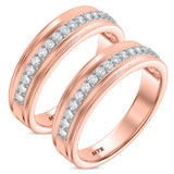 Photo of Georgie 3/4 ct tw. Lab Grown Diamond Same Sex Mens Band Set 14K Rose Gold [WM1679R]