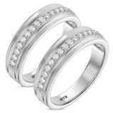 Photo of Georgie 3/4 ct tw. Lab Grown Diamond Same Sex Mens Band Set 14K White Gold [WM1679W]